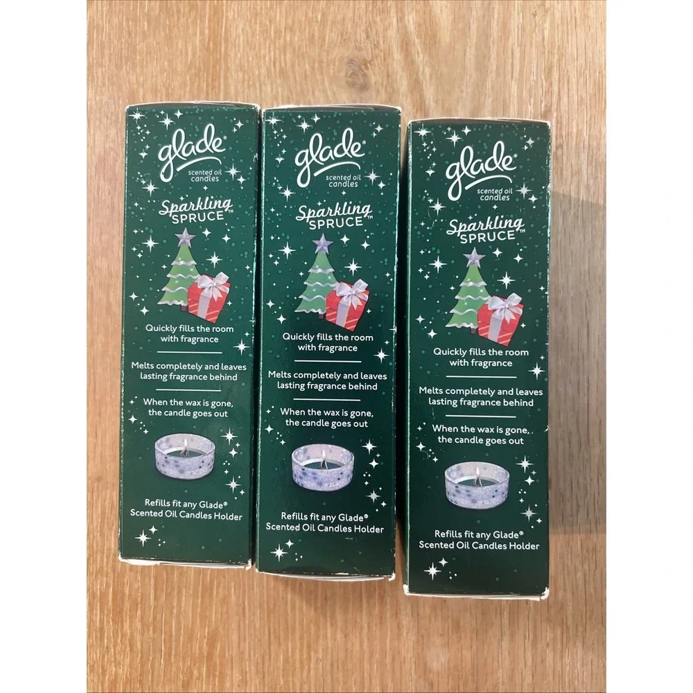 (12) GLADE Scented Oil Candle‎ refills SPARKLING SPRUCE Holiday